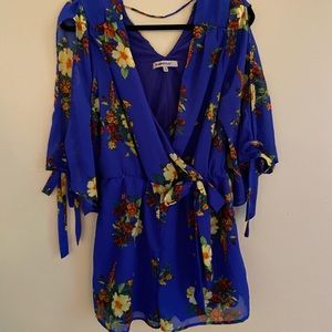 Floral blue romper